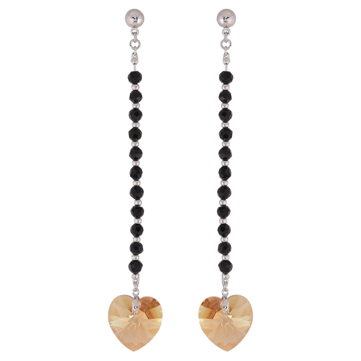 Сережки Xuping колір Родій з кристалами Swarovski пусети «Підвіски з чорних намистин із кристалами Topaz» фото №16 Сережки Xuping колір Родій з кристалами Swarovski пусети «Підвіски з чорних намистин із кристалами Topaz» фото №16