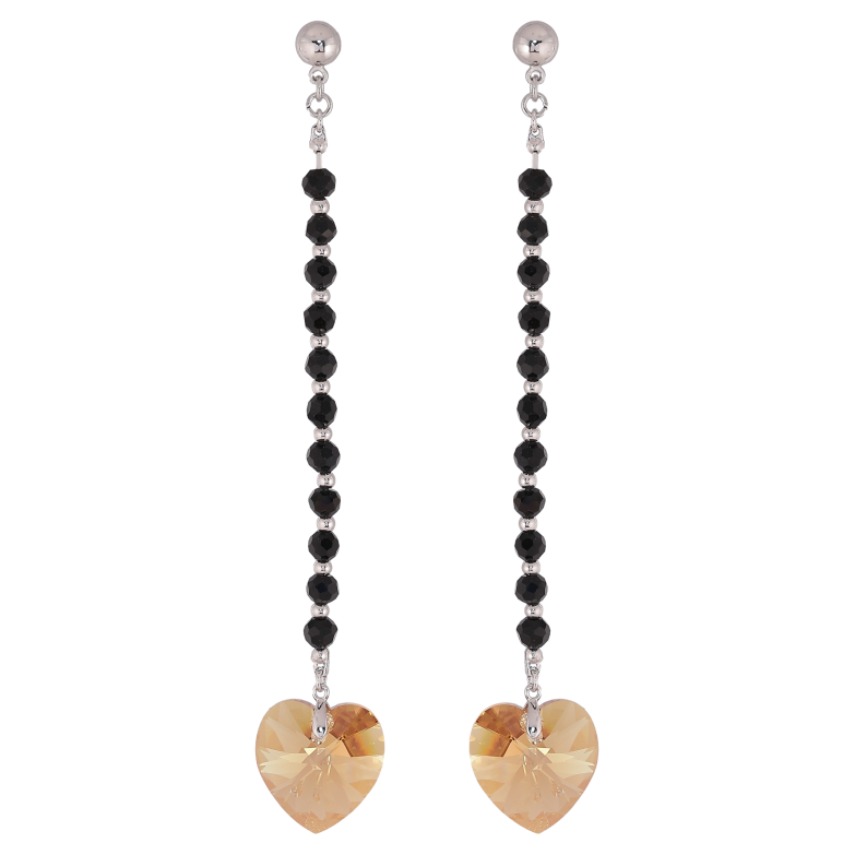 Сережки Xuping колір Родій з кристалами Swarovski пусети «Підвіски з чорних намистин із кристалами Topaz» фото №12