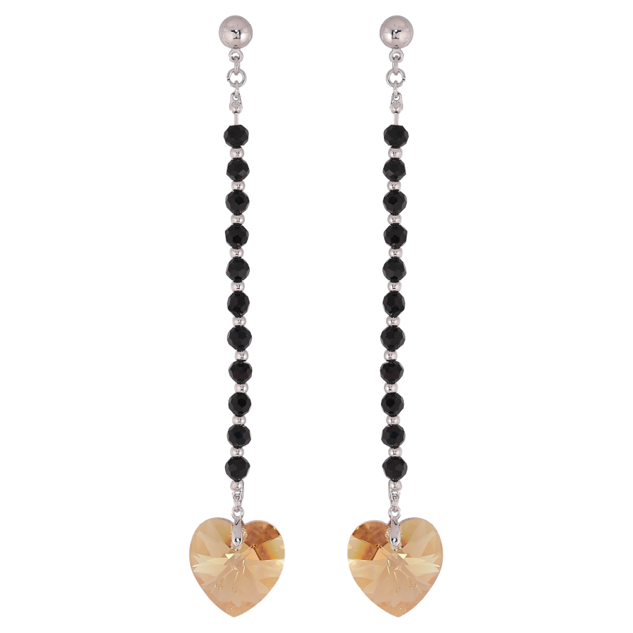 Сережки Xuping колір Родій з кристалами Swarovski пусети «Підвіски з чорних намистин із кристалами Topaz» фото №1