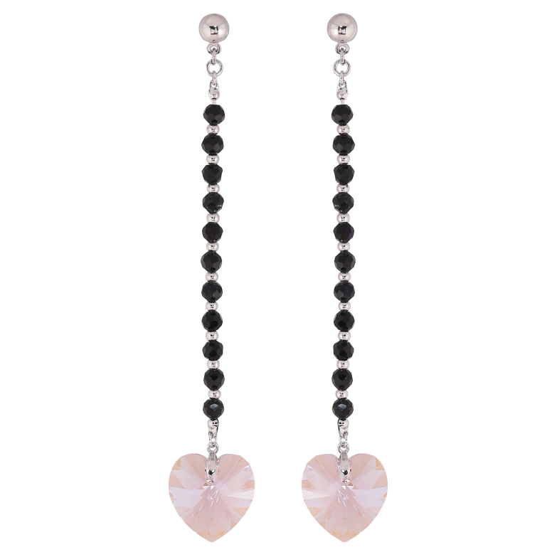 Сережки Xuping колір Родій з кристалами Swarovski пусети «Підвіски з чорних намистин з кристалами Rose» фото №1