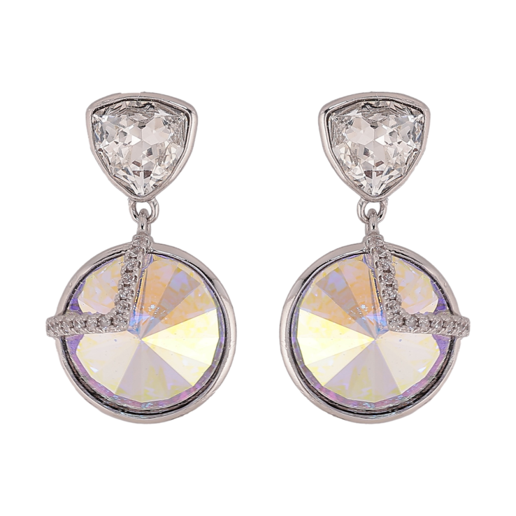 Сережки Xuping колір Родій з кристалами Swarovski пусети «Підвіски з кристалами Clear і АВ» фото №3 Сережки Xuping колір Родій з кристалами Swarovski пусети «Підвіски з кристалами Clear і АВ» фото №3