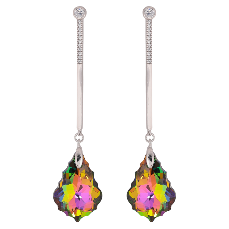 Сережки Xuping колір Родій з кристалами Swarovski пусети "Підвіски з кристалом Vitrail в ограновуванні Baroque" фото №12