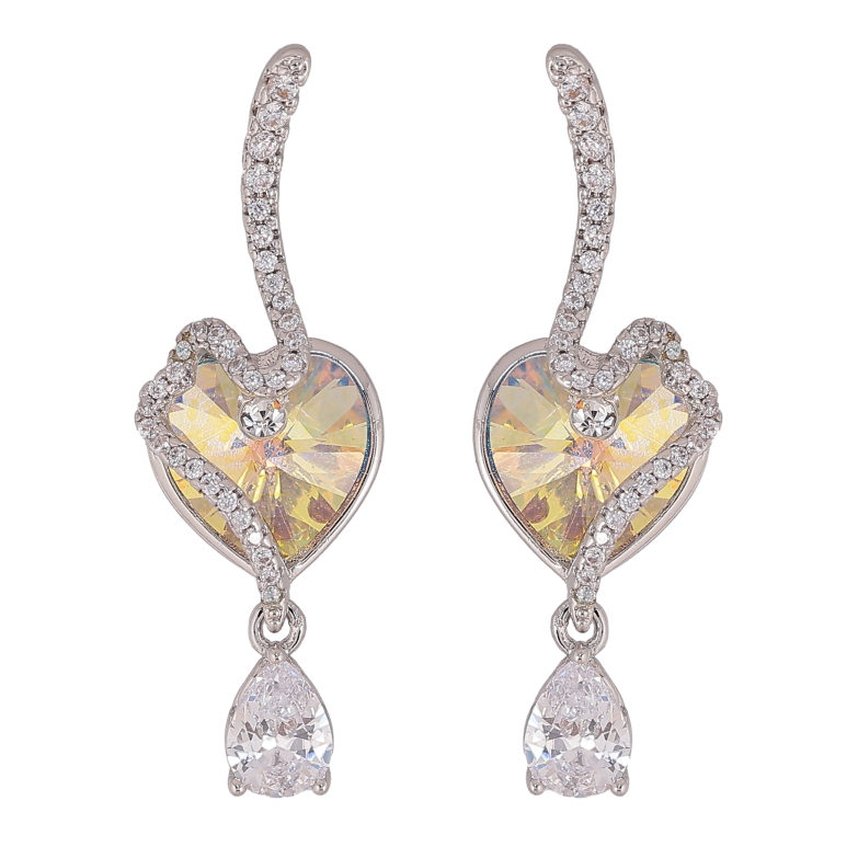 Серьги Xuping цвет Родий с кристаллами Swarovski пусеты "Романтика с кристаллом Sunshine Delite" фото №1