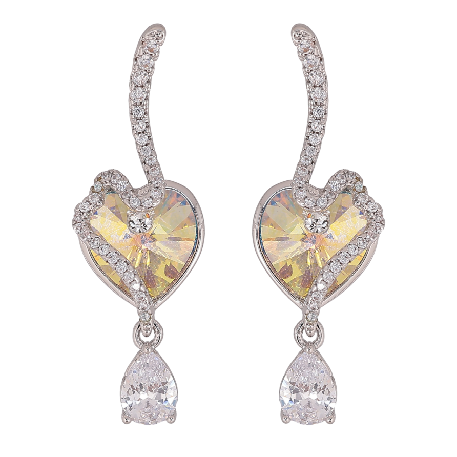 Сережки Xuping колір Родій з кристалами Swarovski пусети "Романтика із кристалом Sunshine Delite" фото №1