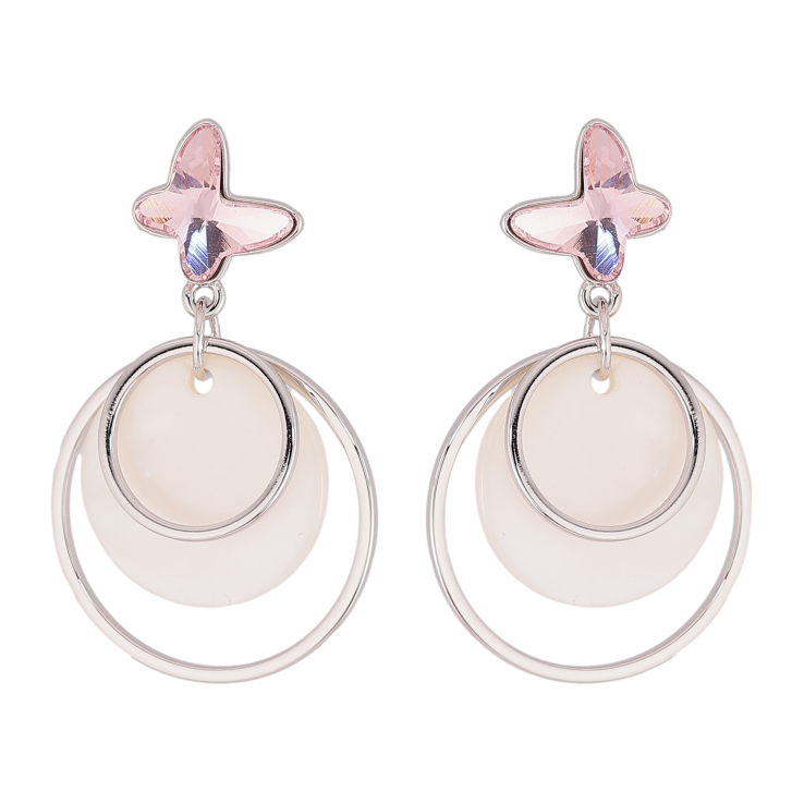 Сережки Xuping колір Родій з кристалами Swarovski пусети "Кристальний метелик Rose з перламутровою підвіскою" фото №17 Сережки Xuping колір Родій з кристалами Swarovski пусети "Кристальний метелик Rose з перламутровою підвіскою" фото №17