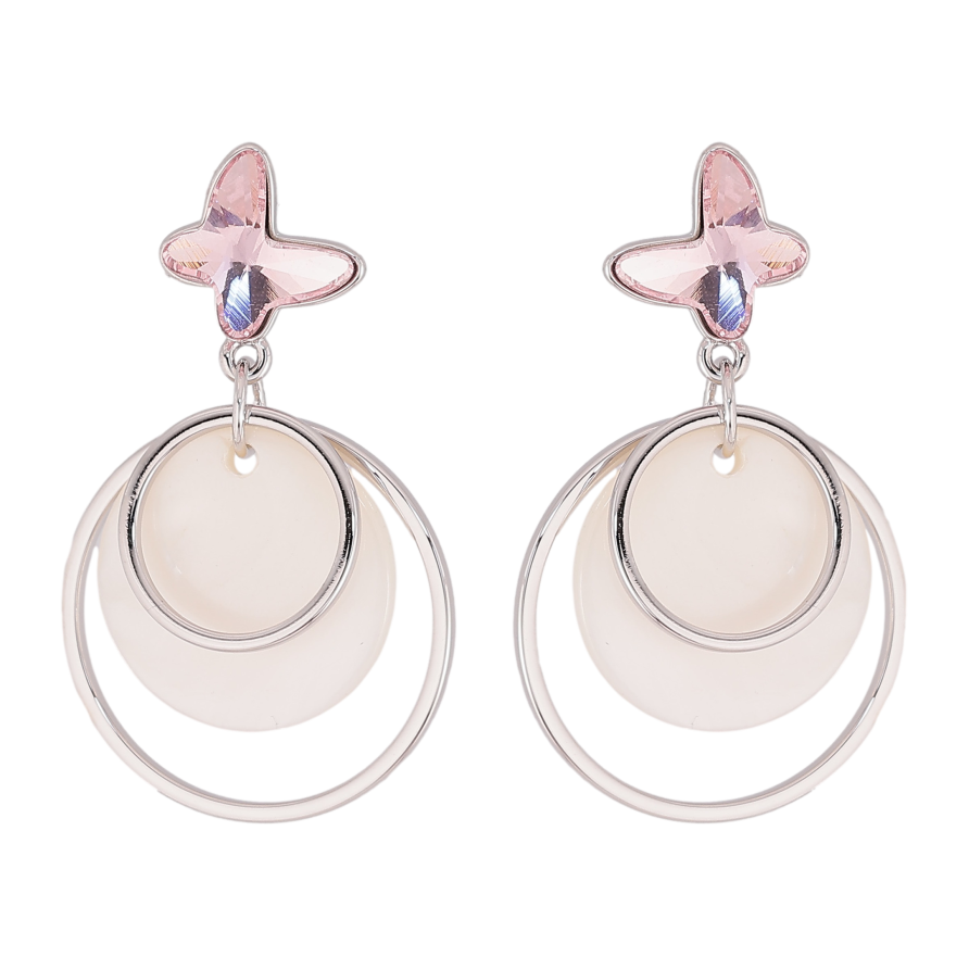 Сережки Xuping колір Родій з кристалами Swarovski пусети "Кристальний метелик Rose з перламутровою підвіскою" фото №1 Сережки Xuping колір Родій з кристалами Swarovski пусети "Кристальний метелик Rose з перламутровою підвіскою" фото №1