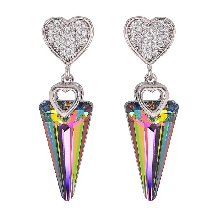 Сережки Xuping колір Родій з кристалами Swarovski пусети «Сердечка з кристалами Vitrail Medium» фото №10