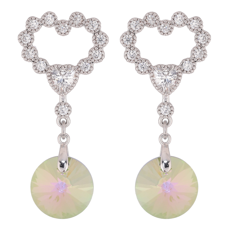 Сережки Xuping колір Родій з кристалами Swarovski пусети "Сердечка з підвіскою кристал Vitrail Light" фото №25 Сережки Xuping колір Родій з кристалами Swarovski пусети "Сердечка з підвіскою кристал Vitrail Light" фото №25