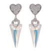 Серьги Xuping цвет Родий с кристаллами Swarovski пусеты "Сердечки с кристаллам, подвески кристалл Shimmer" фото №2
