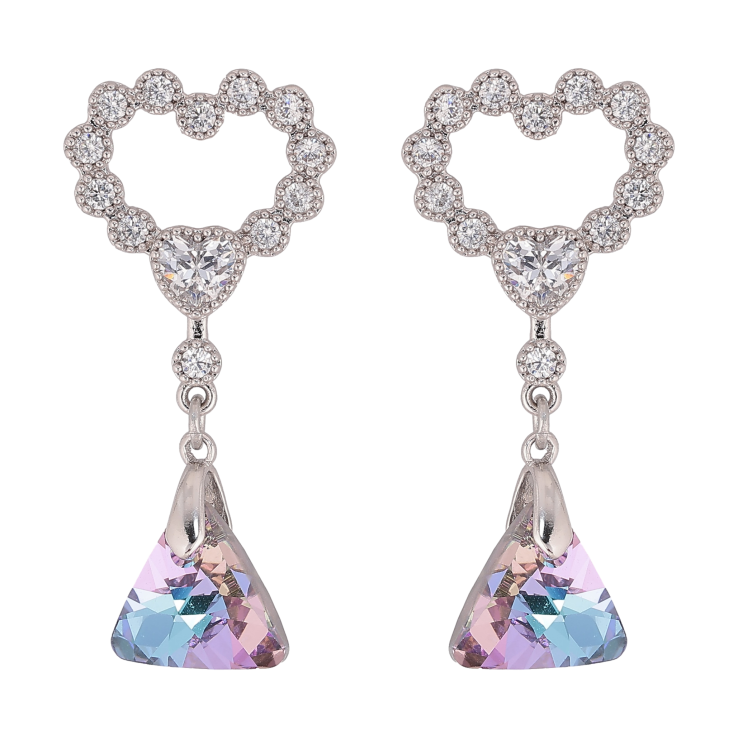 Сережки Xuping колір Родій з кристалами Swarovski пусети "Сердечки з підвіскою кристал Paradise Shine" фото №16