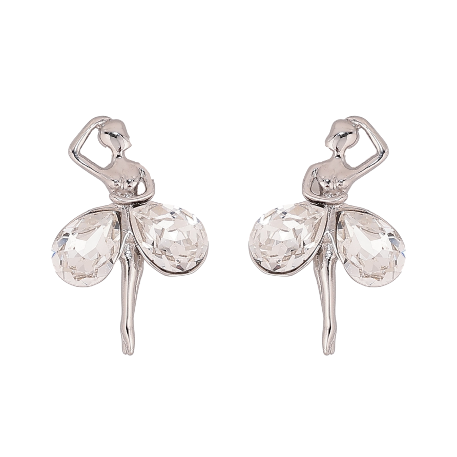 Сережки Xuping колір Родій з кристалами Swarovski пусети "Танцівниці з кристалами Clear" фото №1 Сережки Xuping колір Родій з кристалами Swarovski пусети "Танцівниці з кристалами Clear" фото №1