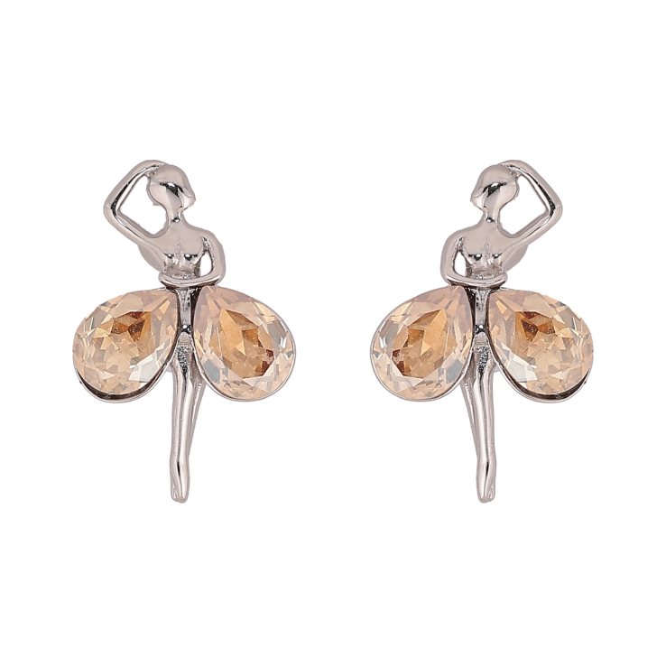 Сережки Xuping колір Родій з кристалами Swarovski пусети "Танцівниці з кристалами Golden Shadow" фото №19