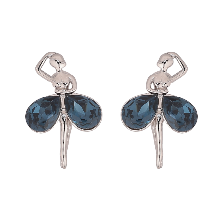 Сережки Xuping колір Родій з кристалами Swarovski пусети "Танцівниці з кристалами Montana" фото №20