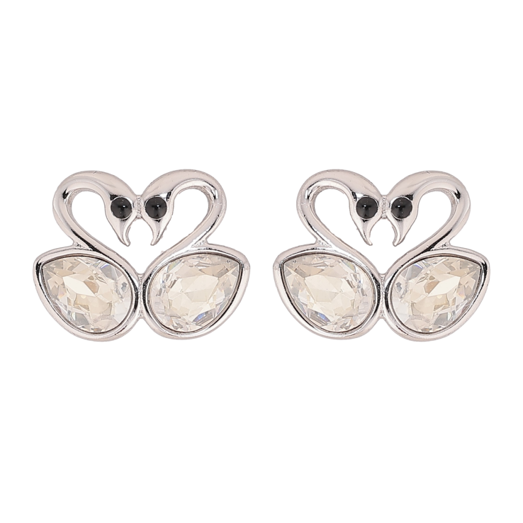 Сережки Xuping колір Родій з кристалами Swarovski пусети "Закохані лебеді з кристалами Clear" фото №22