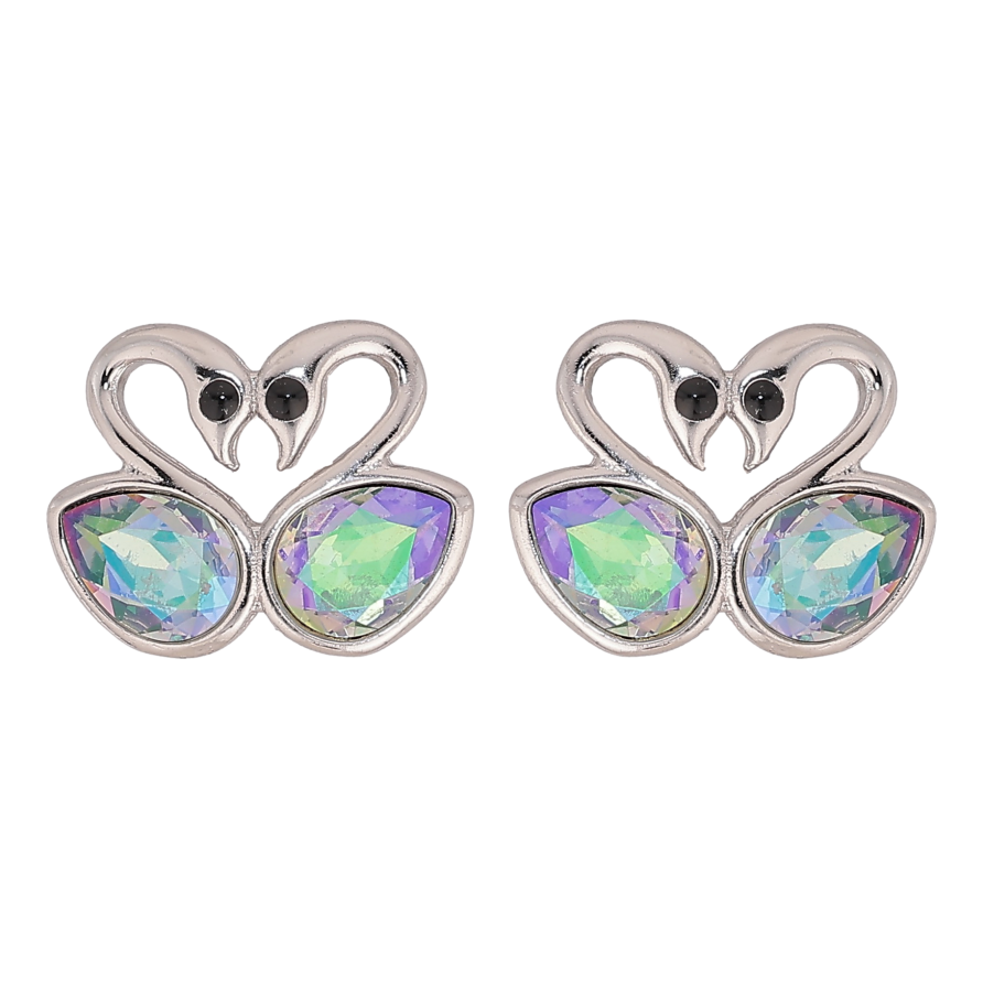 Сережки Xuping колір Родій з кристалами Swarovski пусети "Закохані лебеді з кристалами Paradise Shine" фото №1