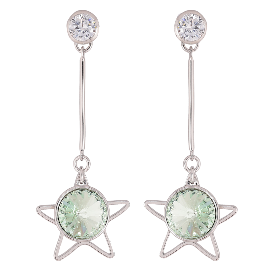 Сережки Xuping колір Родій з кристалами Swarovski пусети «Зірочка з кристалом Peridot» фото №1