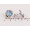 Сережки Xuping колір Родій з кристалами Swarovski пусети "Квіточки з кристалом Aquamarine та бджолою" фото №3