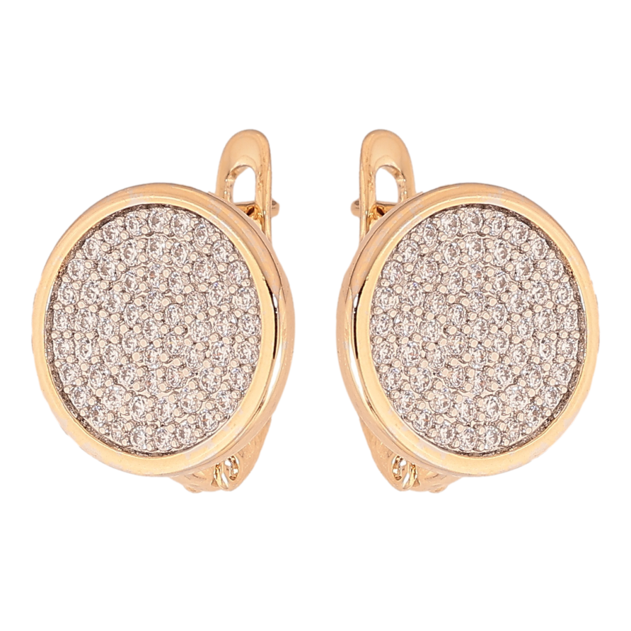 Серьги Xuping цвет позолота 18K + родий английский замок инкрустация кристаллами фото №1