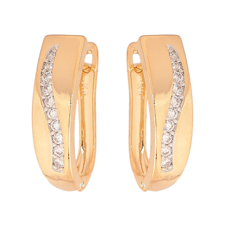 Серьги Xuping цвет позолота 18K + родий английский замок узор с кристаллами фото №17