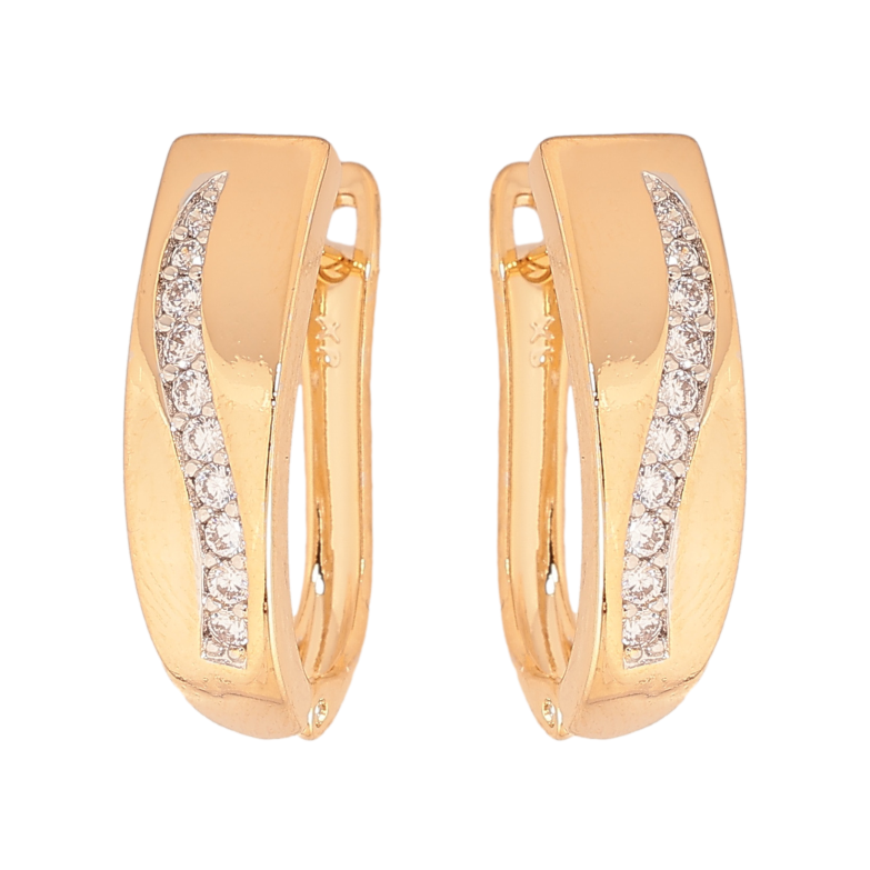 Серьги Xuping цвет позолота 18K + родий английский замок узор с кристаллами фото №1