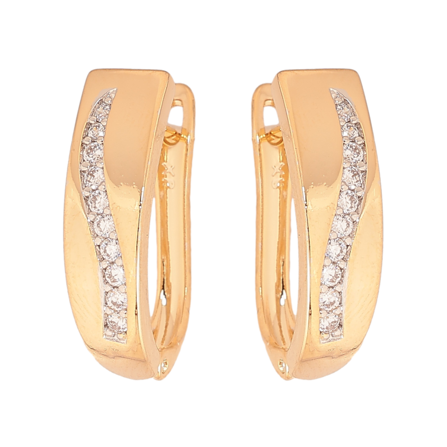 Серьги Xuping цвет позолота 18K + родий английский замок узор с кристаллами фото №1