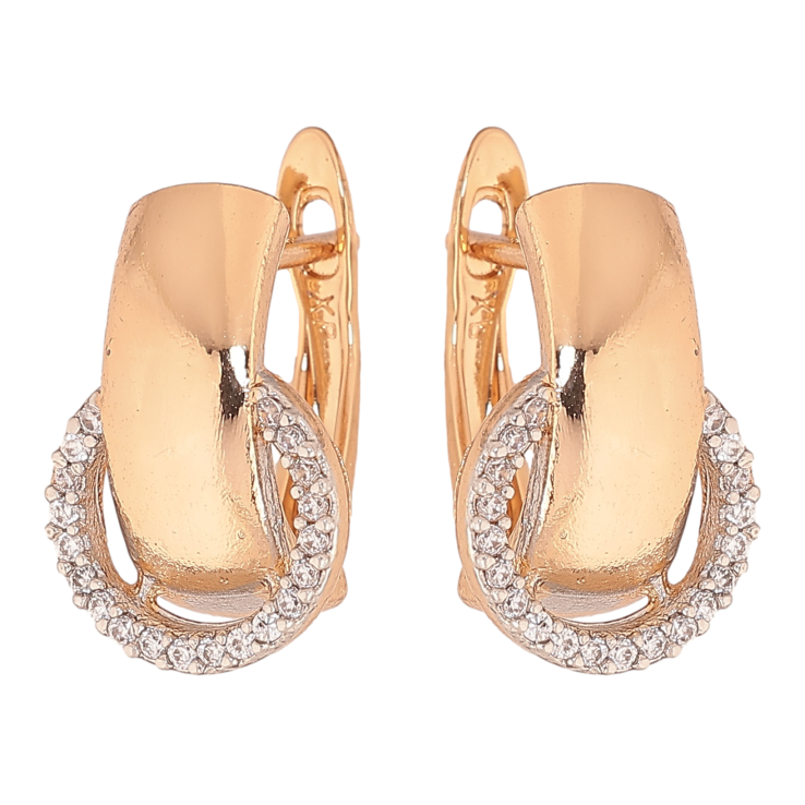 Серьги Xuping цвет позолота 18K + родий английский замок узор с кристаллами фото №11