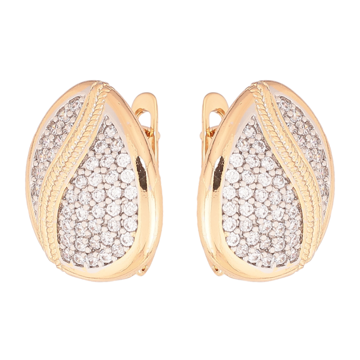 Серьги Xuping цвет позолота 18K + родий английский замок узор с инкрустацией кристаллами фото №7