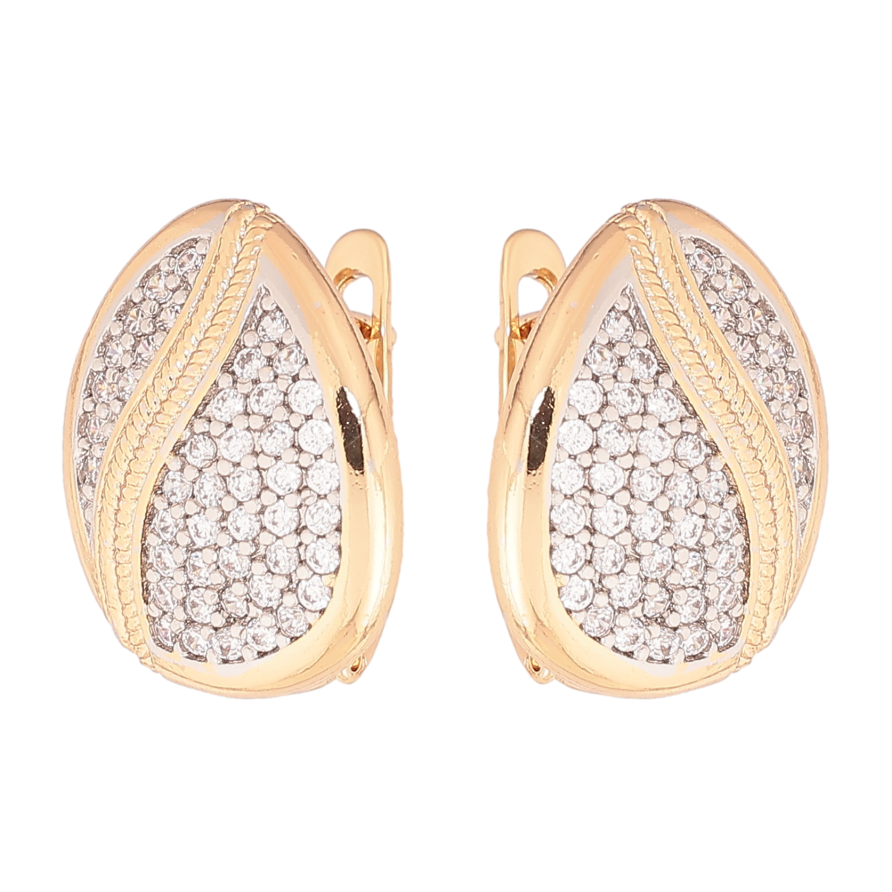 Серьги Xuping цвет позолота 18K + родий английский замок узор с инкрустацией кристаллами фото №1