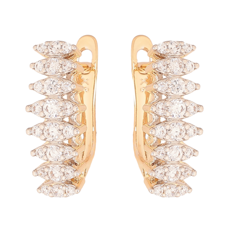 Сережки Xuping колір позолота 18K + родій англійський замок візерунок з інкрустацією кристалами фото №1