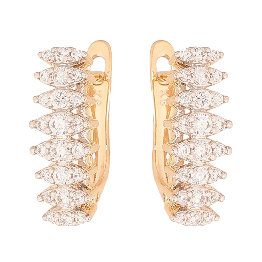 Сережки Xuping колір позолота 18K + родій англійський замок візерунок з інкрустацією кристалами фото №1