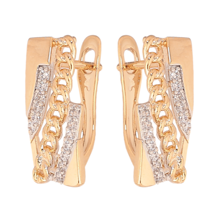 Сережки Xuping колір позолота 18K + родій англійський замок візерунок ланцюжок з кристалами фото №8