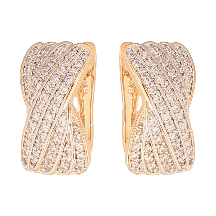 Серьги Xuping цвет позолота 18K + родий английский замок инкрустация кристаллами фото №25