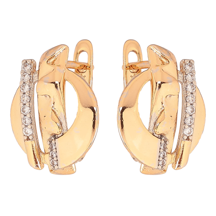 Серьги Xuping цвет позолота 18K + родий английский замок узор с кристаллами фото №7