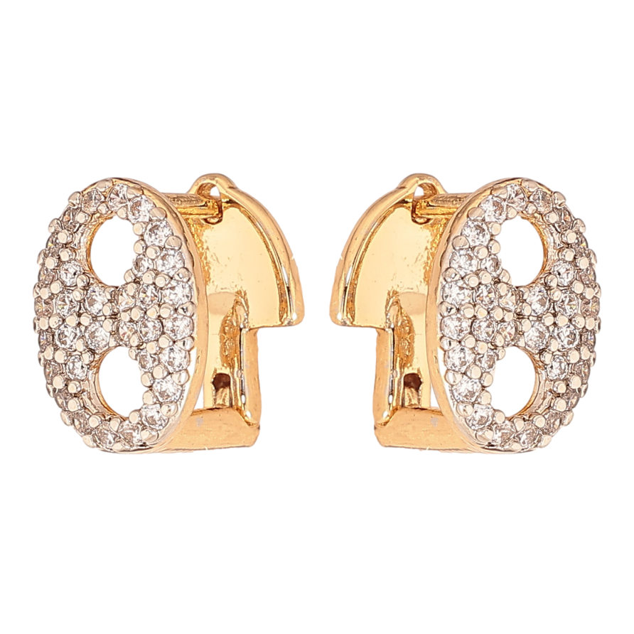 Серьги Xuping цвет позолота 18K + родий английский замок инкрустация кристаллами фото №1