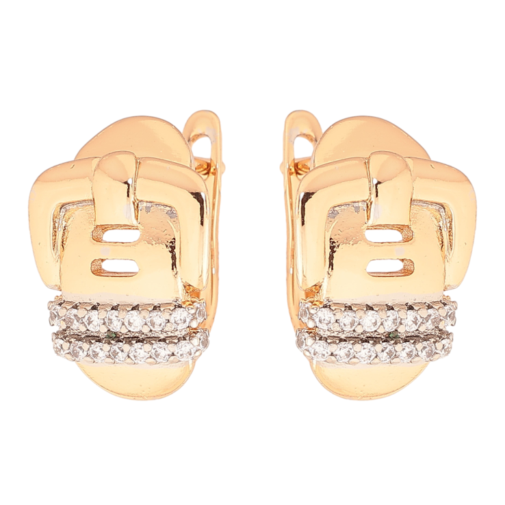 Серьги Xuping цвет позолота 18K + родий английский замок ремешок с кристаллами фото №18