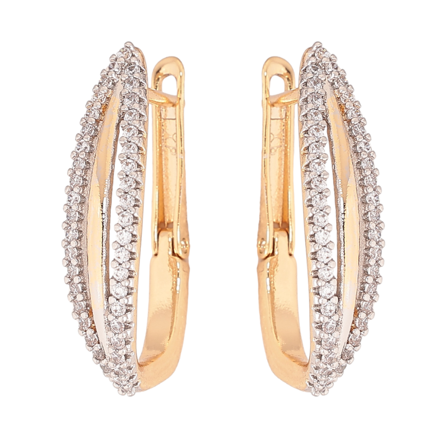 Сережки Xuping колір позолота 18K + родій англійський замок візерунок з кристалами фото №1