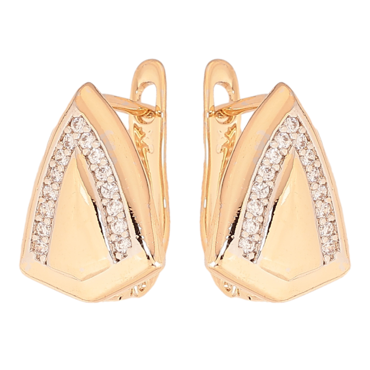 Серьги Xuping цвет позолота 18K + родий английский замок узор с кристаллами фото №16