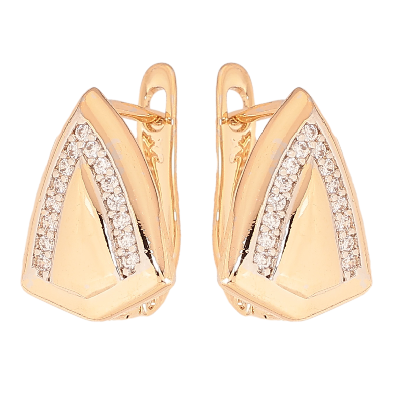 Сережки Xuping колір позолота 18K + родій англійський замок візерунок з кристалами фото №1