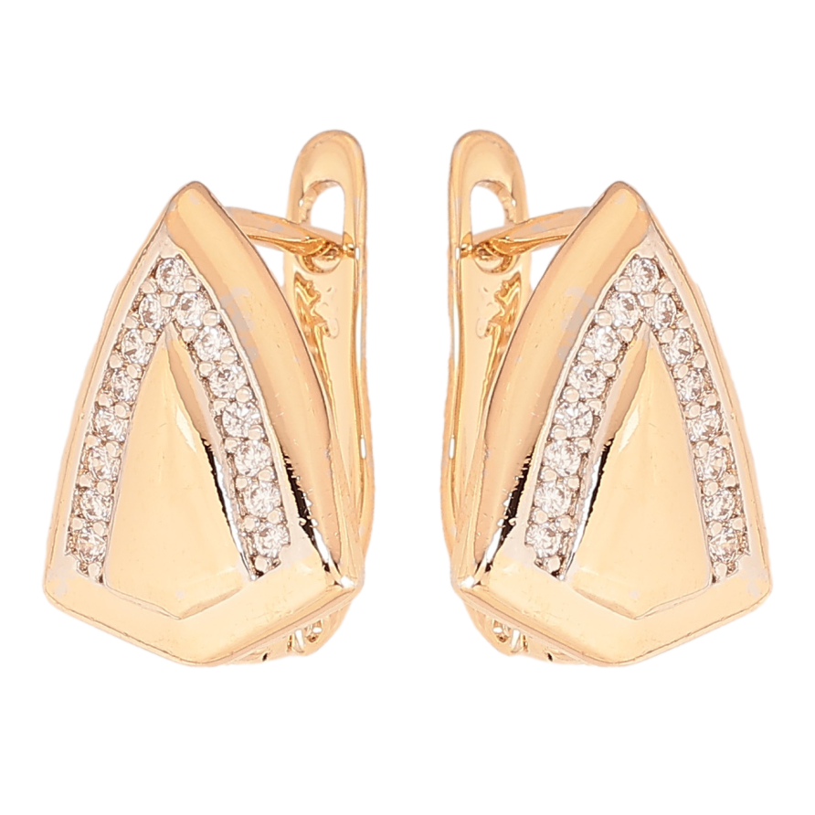 Серьги Xuping цвет позолота 18K + родий английский замок узор с кристаллами фото №1