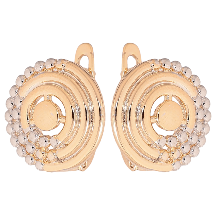 Серьги Xuping цвет позолота 18K + родий английский замок декоративные круги фото №23