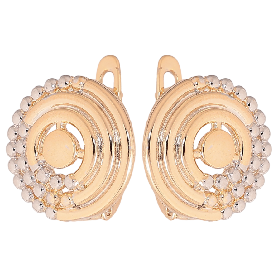 Серьги Xuping цвет позолота 18K + родий английский замок декоративные круги фото №1 Серьги Xuping цвет позолота 18K + родий английский замок декоративные круги фото №1