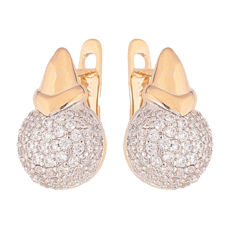 Серьги Xuping цвет позолота 18K + родий английский замок узор с инкрустацией кристаллами фото №11