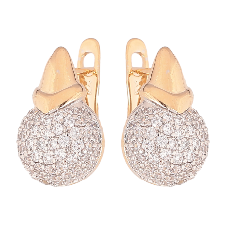 Серьги Xuping цвет позолота 18K + родий английский замок узор с инкрустацией кристаллами фото №2