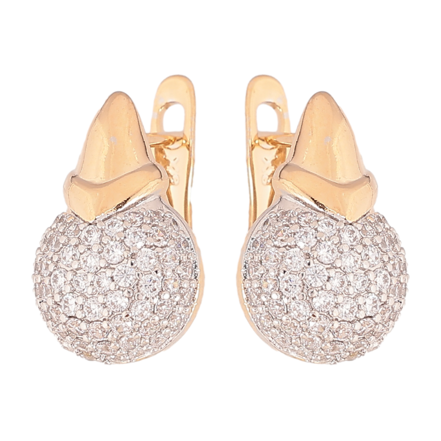 Серьги Xuping цвет позолота 18K + родий английский замок узор с инкрустацией кристаллами фото №1