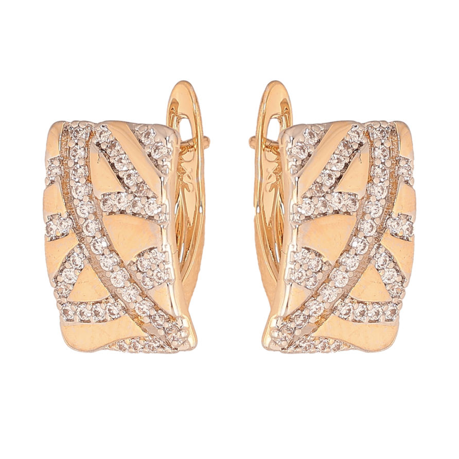 Сережки Xuping колір позолота 18K + родій англійський замок візерунок з кристалами фото №1