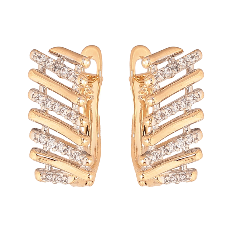 Сережки Xuping колір позолота 18K + родій англійський замок візерунок з кристалами фото №25 Сережки Xuping колір позолота 18K + родій англійський замок візерунок з кристалами фото №25