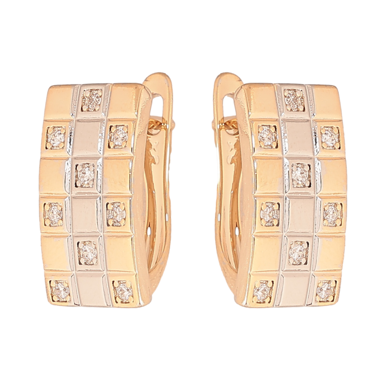 Сережки Xuping колір позолота 18K + родій англійський замок візерунок з кристалами фото №1