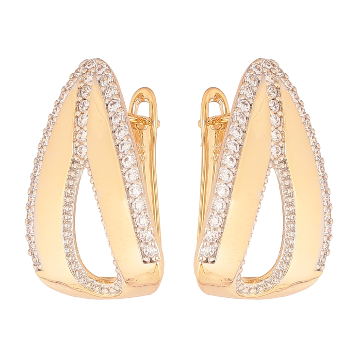 Сережки Xuping колір позолота 18K + родій англійський замок візерунок з кристалами фото №23 Сережки Xuping колір позолота 18K + родій англійський замок візерунок з кристалами фото №23