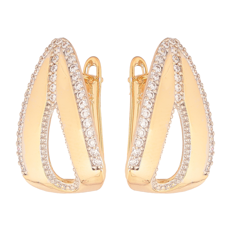 Сережки Xuping колір позолота 18K + родій англійський замок візерунок з кристалами фото №1