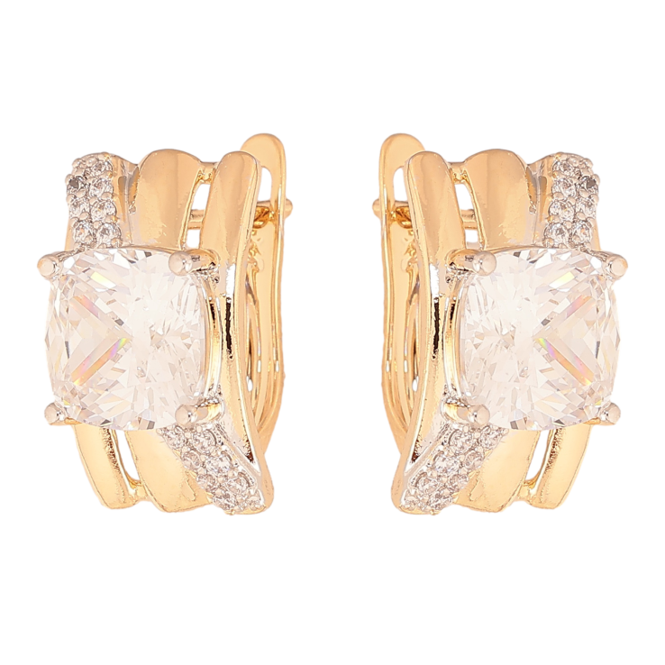 Сережки Xuping колір позолота 18K + родій англійський замок візерунок з кристалами фото №22 Сережки Xuping колір позолота 18K + родій англійський замок візерунок з кристалами фото №22